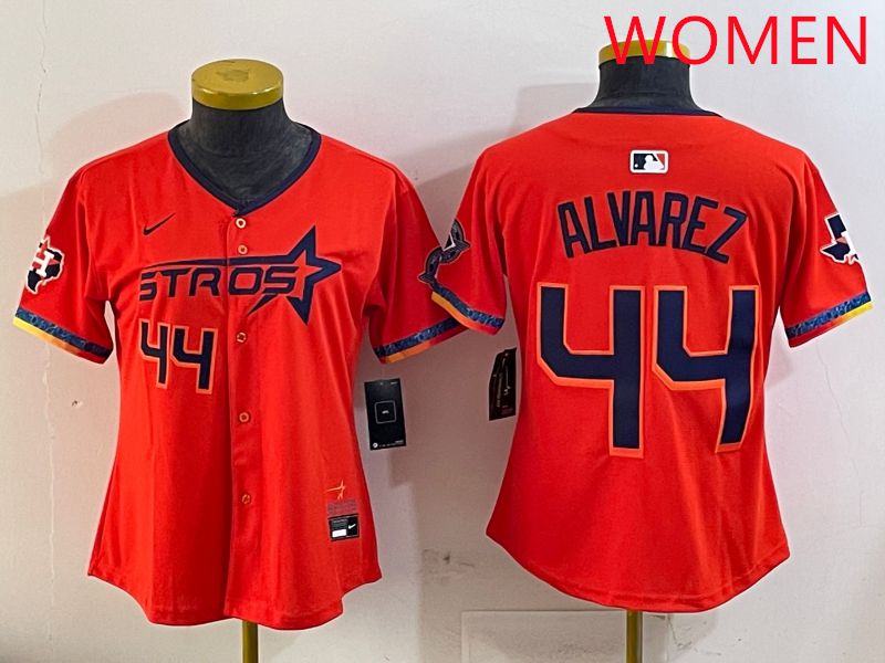 Women Houston Astros #44 Alvarez Orange Fourth generation Joint Name Nike 2025 MLB Jersey style 4->youth mlb jersey->Youth Jersey